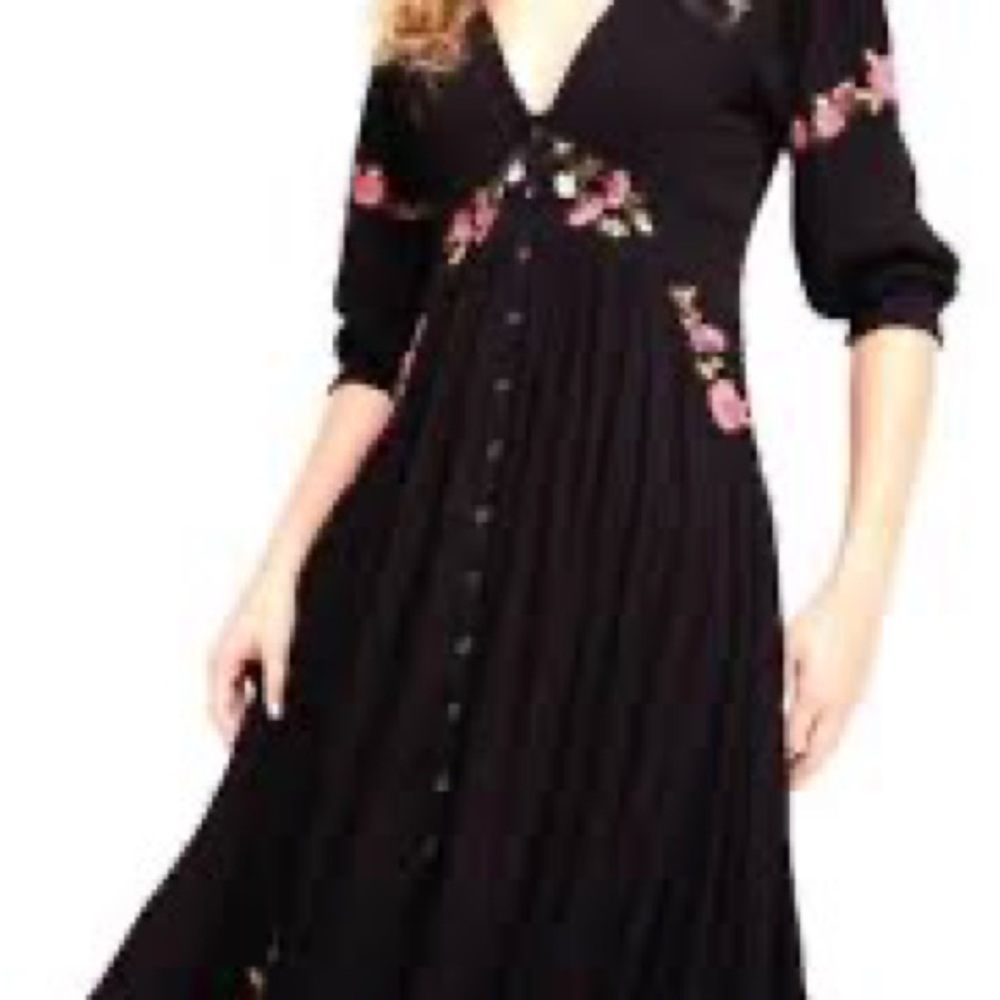 Free People Day Glow Embroidered Midi Dress Size Small Preowned